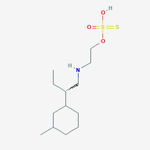 molecular formula C13H27NO3S2 B14699178 S-2-(((2-Ethyl-2-(3-methylcyclohexyl))ethyl)amino)ethyl thiosulfate CAS No. 21226-94-8