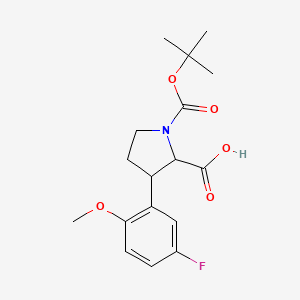 1-(tert-Butoxycarbonyl)-3-(5-fluoro-2-methoxyphenyl)-2-pyrrolidinecarboxylic acid