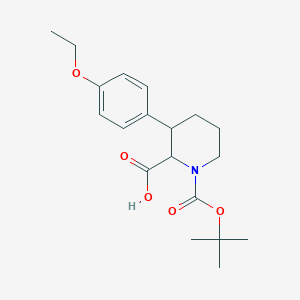 molecular formula C19H27NO5 B1469932 1-(tert-Butoxycarbonyl)-3-(4-ethoxyphenyl)-2-piperidinecarboxylic acid CAS No. 2197417-84-6