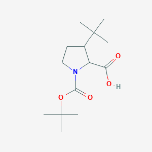molecular formula C14H25NO4 B1469938 1-(tert-Butoxycarbonyl)-3-(tert-butyl)-2-pyrrolidinecarboxylic acid CAS No. 2197430-76-3