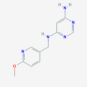 molecular formula C11H13N5O B1469946 N4-((6-methoxypyridin-3-yl)methyl)pyrimidine-4,6-diamine CAS No. 1466002-28-7