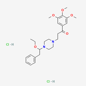 molecular formula C26H38Cl2N2O5 B14700678 Propiophenone, 3-(4-(beta-ethoxyphenethyl)-1-piperazinyl)-3',4',5'-trimethoxy-, dihydrochloride CAS No. 21263-41-2