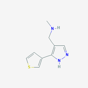molecular formula C9H11N3S B1470075 N-methyl-1-(3-(thiophen-3-yl)-1H-pyrazol-4-yl)methanamine CAS No. 1506070-59-2
