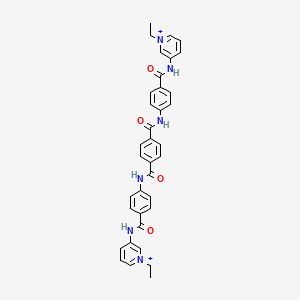 molecular formula C36H34N6O4+2 B14700758 Pyridinium, 3,3'-(1,4-phenylenebis(carbonylimino-4,1-phenylenecarbonylimino))bis(1-ethyl- CAS No. 23647-94-1