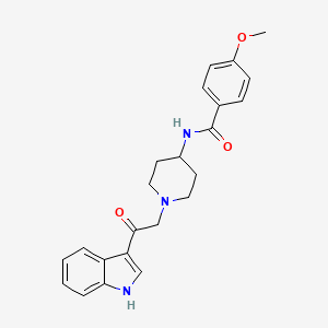 molecular formula C23H25N3O3 B14700826 Benzamide, N-(1-((1H-indol-3-ylcarbonyl)methyl)-4-piperidinyl)-4-methoxy- CAS No. 26844-51-9