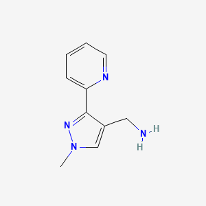 molecular formula C10H12N4 B1470105 (1-methyl-3-(pyridin-2-yl)-1H-pyrazol-4-yl)methanamine CAS No. 1517564-31-6