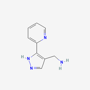 molecular formula C9H10N4 B1470106 (3-(pyridin-2-yl)-1H-pyrazol-4-yl)methanamine CAS No. 1511937-47-5