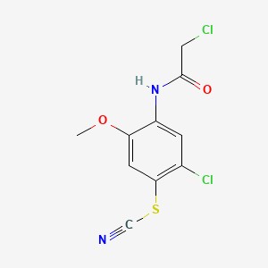 molecular formula C10H8Cl2N2O2S B14701157 Thiocyanic acid, 2-chloro-4-(2-chloroacetamido)-5-methoxyphenyl ester CAS No. 23543-10-4