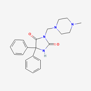 molecular formula C21H24N4O2 B14701201 Hydantoin, 5,5-diphenyl-3-((4-methylpiperazinyl)methyl)- CAS No. 21598-58-3