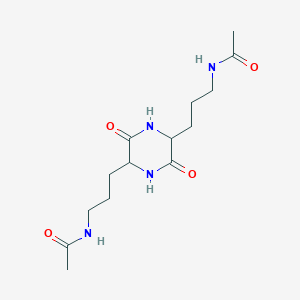 molecular formula C14H24N4O4 B14701257 N,N'-[(3,6-Dioxopiperazine-2,5-diyl)di(propane-3,1-diyl)]diacetamide CAS No. 21028-09-1