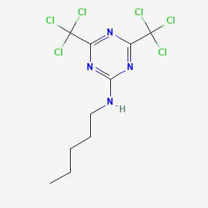 molecular formula C10H12Cl6N4 B14701457 N-pentyl-4,6-bis(trichloromethyl)-1,3,5-triazin-2-amine CAS No. 24802-86-6