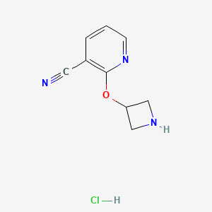 molecular formula C9H10ClN3O B1470163 2-(Azetidin-3-yloxy)nicotinonitrile hydrochloride CAS No. 2098098-66-7
