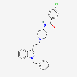 molecular formula C29H30ClN3O B14701931 Benzamide, 4-chloro-N-(1-(2-(1-(phenylmethyl)-1H-indol-3-yl)ethyl)-4-piperidinyl)- CAS No. 26844-45-1