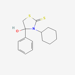 molecular formula C15H19NOS2 B14702072 3-Cyclohexyl-4-hydroxy-4-phenyl-2-thiazolidinethione CAS No. 23509-72-0