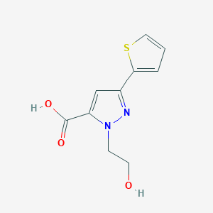 molecular formula C10H10N2O3S B1470210 1-(2-hydroxyethyl)-3-(thiophen-2-yl)-1H-pyrazole-5-carboxylic acid CAS No. 1368555-14-9