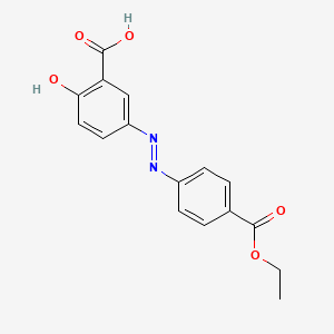 molecular formula C16H14N2O5 B14702102 3-{2-[4-(Ethoxycarbonyl)phenyl]hydrazinylidene}-6-oxocyclohexa-1,4-diene-1-carboxylic acid CAS No. 26203-28-1