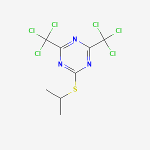 molecular formula C8H7Cl6N3S B14702117 s-Triazine, 2-(isopropylthio)-4,6-bis(trichloromethyl)- 