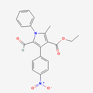 molecular formula C21H18N2O5 B14702361 Ethyl 5-formyl-2-methyl-4-(4-nitrophenyl)-1-phenyl-1H-pyrrole-3-carboxylate CAS No. 22108-62-9