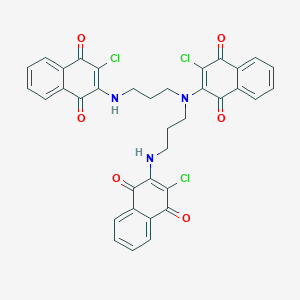 molecular formula C36H26Cl3N3O6 B14702370 2,2'-{[(3-Chloro-1,4-dioxo-1,4-dihydronaphthalen-2-yl)imino]bis(propane-3,1-diylimino)}bis(3-chloronaphthalene-1,4-dione) CAS No. 22295-87-0