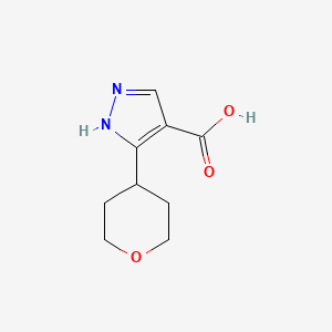 molecular formula C9H12N2O3 B1470243 5-(tetrahydro-2H-pyran-4-yl)-1H-pyrazole-4-carboxylic acid CAS No. 1780459-83-7