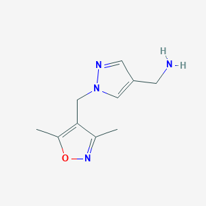 molecular formula C10H14N4O B1470245 {1-[(3,5-dimethyl-1,2-oxazol-4-yl)methyl]-1H-pyrazol-4-yl}methanamine CAS No. 1502870-96-3