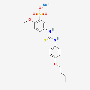 molecular formula C18H21N2NaO5S2 B14702508 Benzenesulfonic acid, 5-((((4-butoxyphenyl)amino)thioxomethyl)amino)-2-methoxy-, monosodium salt CAS No. 22938-55-2