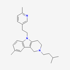 molecular formula C25H33N3 B14702668 1H-Pyrido(4,3-b)indole, 2,3,4,5-tetrahydro-2-isopentyl-8-methyl-5-(2-(6-methyl-3-pyridyl)ethyl)- CAS No. 20675-02-9