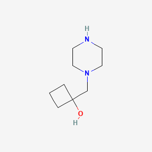 molecular formula C9H18N2O B1470288 1-[(Piperazin-1-yl)methyl]cyclobutan-1-ol CAS No. 1502066-13-8