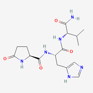 molecular formula C16H24N6O4 B14702909 L-Valinamide, 5-oxo-L-prolyl-L-histidyl- CAS No. 27058-71-5