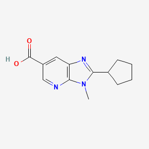 molecular formula C13H15N3O2 B1470299 2-Cyclopentyl-3-methyl-3H-imidazo[4,5-b]pyridine-6-carboxylic acid CAS No. 927801-61-4