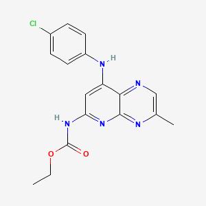 molecular formula C17H16ClN5O2 B14703024 ethyl N-[8-(4-chloroanilino)-3-methyl-pyrido[2,3-b]pyrazin-6-yl]carbamate CAS No. 21271-80-7