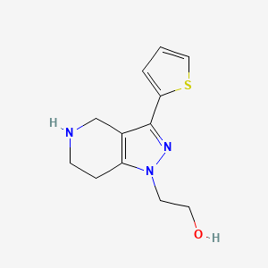 molecular formula C12H15N3OS B1470303 2-(3-(thiophen-2-yl)-4,5,6,7-tetrahydro-1H-pyrazolo[4,3-c]pyridin-1-yl)ethan-1-ol CAS No. 1504710-76-2