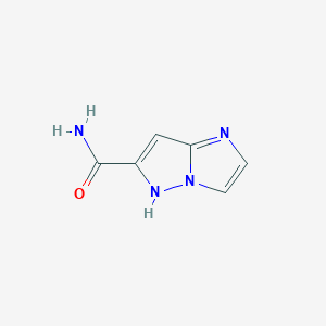molecular formula C6H6N4O B1470304 1H-imidazo[1,2-b]pyrazole-6-carboxamide CAS No. 1367753-86-3