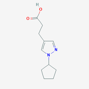 molecular formula C11H16N2O2 B1470309 3-(1-cyclopentyl-1H-pyrazol-4-yl)propanoic acid CAS No. 1554186-75-2