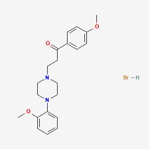 molecular formula C21H27BrN2O3 B14703104 Propiophenone, 4'-methoxy-3-(4-(o-methoxyphenyl)-1-piperazinyl)-, monohydrobromide CAS No. 23771-31-5