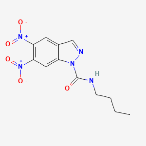 molecular formula C12H13N5O5 B14703238 N-butyl-5,6-dinitro-1-indazolecarboxamide CAS No. 24240-42-4