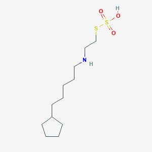 molecular formula C12H25NO3S2 B14703271 Ethanethiol, 2-(5-cyclopentylpentyl)amino-, hydrogen sulfate (ester) CAS No. 21208-99-1