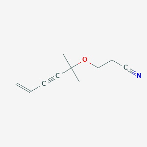 molecular formula C10H13NO B14703300 Propanenitrile, 3-[(1,1-dimethyl-4-penten-2-ynyl)oxy]- CAS No. 24726-96-3