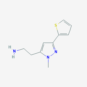 molecular formula C10H13N3S B1470369 2-(1-methyl-3-(thiophen-2-yl)-1H-pyrazol-5-yl)ethan-1-amine CAS No. 1781811-63-9