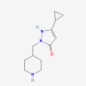 molecular formula C12H19N3O B1470389 3-cyclopropyl-1-(piperidin-4-ylmethyl)-1H-pyrazol-5-ol CAS No. 2098019-20-4