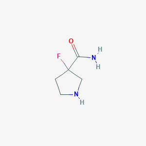 molecular formula C5H9FN2O B1470392 3-Fluoropyrrolidine-3-carboxamide CAS No. 1784135-63-2