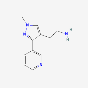 molecular formula C11H14N4 B1470434 2-(1-methyl-3-(pyridin-3-yl)-1H-pyrazol-4-yl)ethan-1-amine CAS No. 1782277-31-9