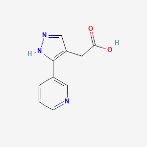 molecular formula C10H9N3O2 B1470435 2-(3-(pyridin-3-yl)-1H-pyrazol-4-yl)acetic acid CAS No. 1779783-97-9