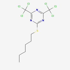 molecular formula C11H13Cl6N3S B14704859 s-Triazine, 2-(hexylthio)-4,6-bis(trichloromethyl)- 