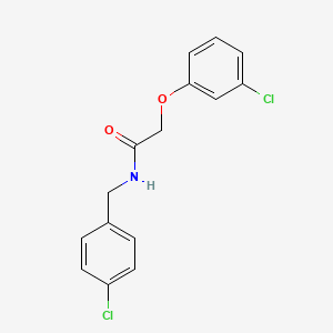 molecular formula C15H13Cl2NO2 B14705046 Acetamide, 2-(3-chlorophenoxy)-N-[(4-chlorophenyl)methyl]- CAS No. 24727-35-3