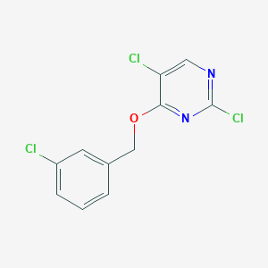 molecular formula C11H7Cl3N2O B1470520 Pyrimidine, 2,5-dichloro-4-[(3-chlorophenyl)methoxy]- CAS No. 1501136-58-8