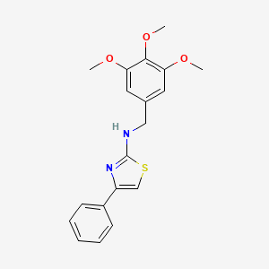 molecular formula C19H20N2O3S B14705853 Thiazole, 4-phenyl-2-(3,4,5-trimethoxybenzylamino)- CAS No. 24050-97-3