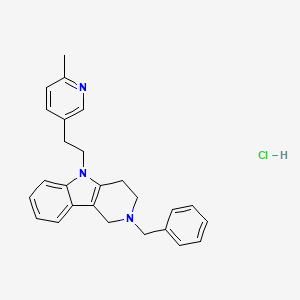 molecular formula C26H28ClN3 B14706027 1H-Pyrido(4,3-b)indole, 2,3,4,5-tetrahydro-2-benzyl-5-(2-(6-methyl-3-pyridyl)ethyl)-, hydrochloride CAS No. 25378-52-3