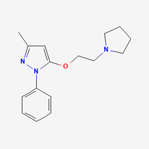 molecular formula C16H21N3O B14706133 Pyrazole, 3-methyl-1-phenyl-5-(2-(1-pyrrolidinyl)ethoxy)- CAS No. 15150-36-4