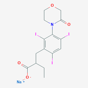 molecular formula C15H15I3NNaO4 B14706208 alpha-Ethyl-3-(3-oxomorpholino)-2,4,6-triiodohydrocinnamic acid sodium salt CAS No. 21762-16-3